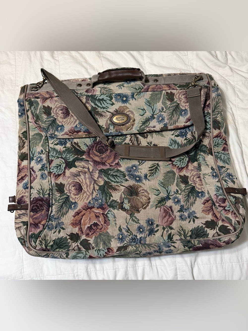 Vintage American Tourister Tapestry Floral Print  Garment Bag